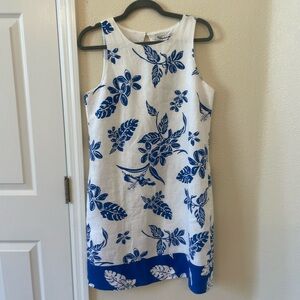 Brand New Tommy Bahama dress. White and Blue. Size S. with pockets on the side.